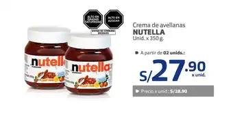 Plaza Vea Crema de avellanas NUTELLA Unid x 350g oferta