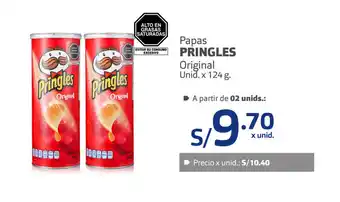 Plaza Vea Papas PRINGLES Original Unid x 124g oferta