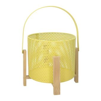 Casaideas Farol metálico con textura y patas de madera 23x24x32 cm oferta