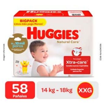 Mifarma Pañales huggies xxg bigpack natural care - bolsa 58 un oferta