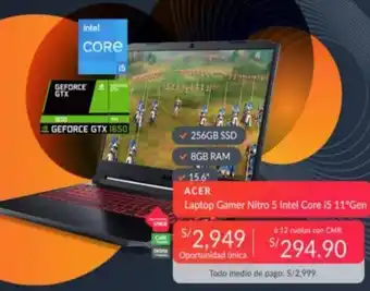 Falabella Acer Laptop Gamer Nitro 5 Intel Core i5 11" Gen oferta