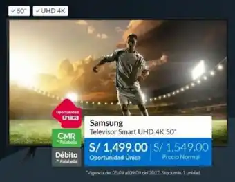 Sodimac Samsung Televisor Smart UHD 4K 50" oferta