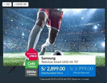 Sodimac Samsung Televisor Smart UHD 4K 70" oferta