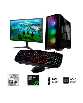 Tiendas EFE Computadora pc gamer core i7-10th ram 16gb ssd 480gb video gtx 1650 4gb case 550 rgb monitor 24 oferta
