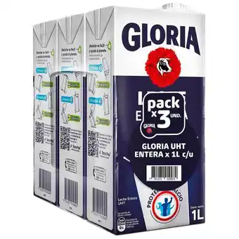 Vivanda Leche uht gloria entera pack 3un x 1l oferta
