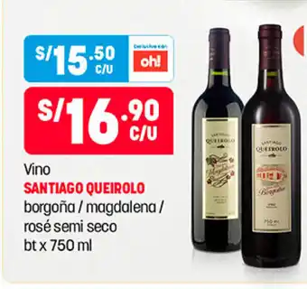Plaza Vea Vino Santiago Queirolo borgoña / magdalena / rose semi seco bt x 750 ml oferta