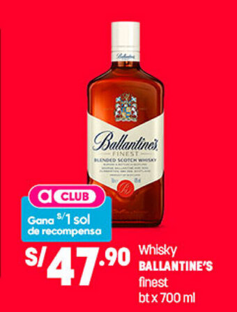 Plaza Vea Whisky Ballantine's Finest bt x 700 ml oferta