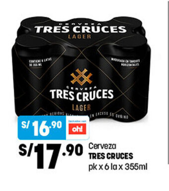 Plaza Vea Cerveza Tres Cruces pk x 6 la x 355 ml oferta