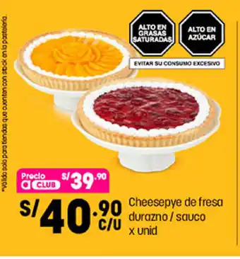 Plaza Vea Cheesepye de fresa durazno / sauco x unid oferta