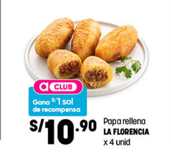 Plaza Vea Papa rellena LA FLORENCIA x 4 unid oferta