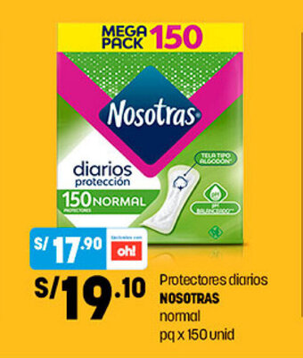 Plaza Vea Protectores diarios NOSOTRAS normal pq x 150 unid oferta