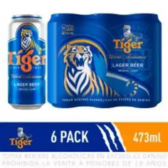 Metro Sixpack cerveza importada tiger lata 473ml oferta