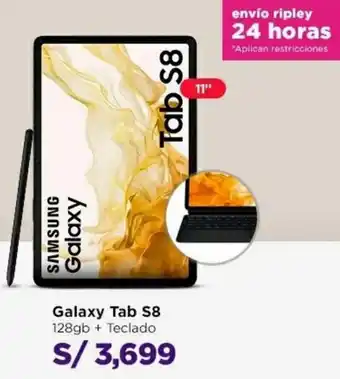 Ripley Samsung Galaxy Tab S8 128gb + Teclado 11" oferta
