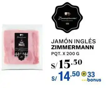 Wong Jamón Inglés Zimmermann 200g oferta