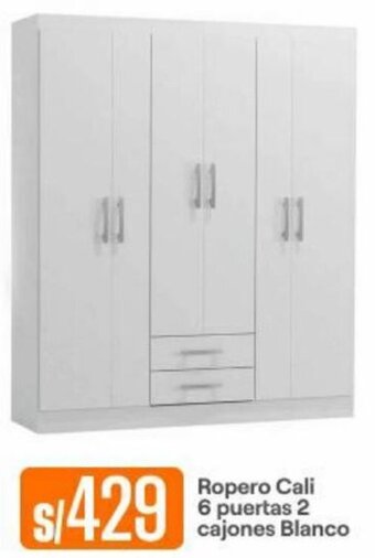 Promart Ropero Cali 6 Puertas 2 Cajones Blanco oferta