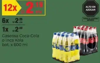 Metro Gaseosa Coca-Cola o Inca Kola bot. 12x600ml oferta