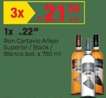 Metro Ron Cartavio Añejo Superior/Black/ Blanco bot 3x750ml oferta