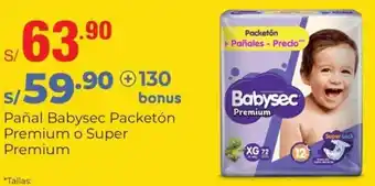 Metro Pañal Babysec Packetón Premium o Super Premium XG,XXG oferta