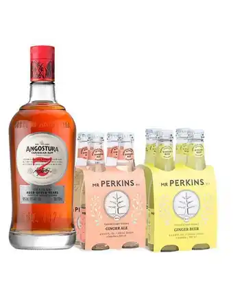 Sumon Licores Ron angostura 7 años 750ml + four pack mr perkins ginger ale 200ml + four pack mr perkins ginger beer 200ml oferta