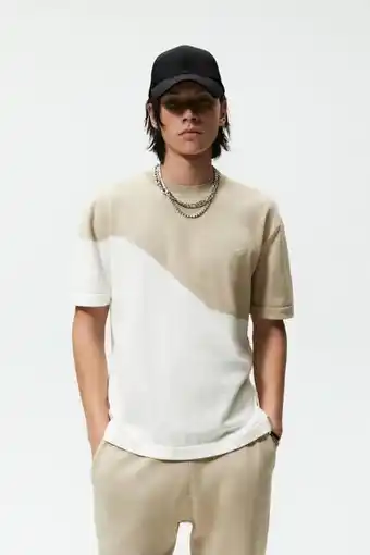 ZARA Camiseta punto color block oferta