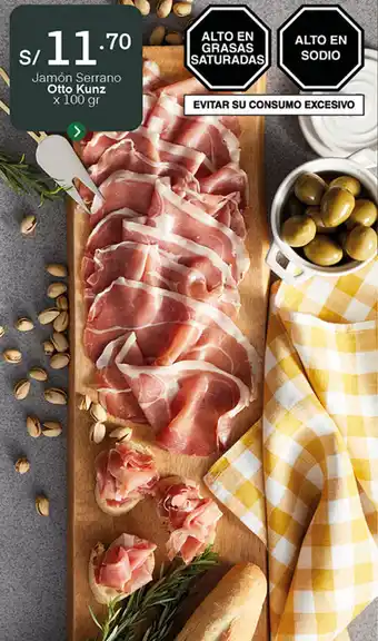 Plaza Vea Jamón Serrano Otto Kunz 100g oferta