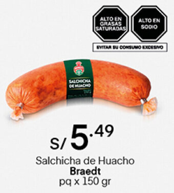 Plaza Vea Salchicha de Huacho Braedt 150g oferta