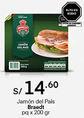 Plaza Vea Jamón del País Braedt 200g oferta