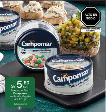 Plaza Vea Trozos de Atún Campomar en Aceite Vegetal 170g oferta