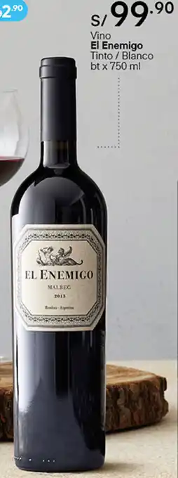 Plaza Vea Vino El Enemigo Tinto/ Blanco 750ml oferta