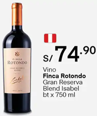 Plaza Vea Vino Finca Rotondo Gran Reserva Blend Isabel 750ml oferta
