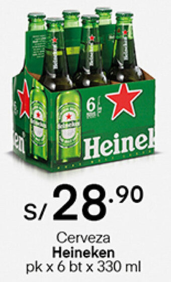 Plaza Vea Cerveza Heineken pk x 6 bt x 330ml oferta