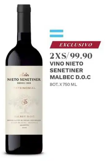 Wong Vino Nieto Senetiner Malbec D.O.C. oferta