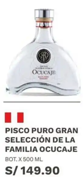 Wong Pisco Puro Gran Selección de La Familia Ocucaje oferta