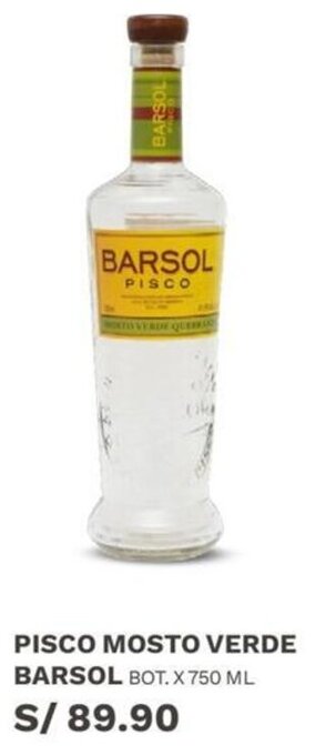 Wong Pisco Mosto Verde Barsol 750ml oferta