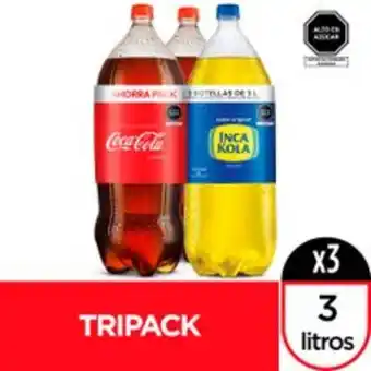 Metro Mix de gaseosas: coca cola + inca kola botella 3 lt oferta