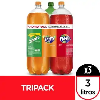 Tottus Tripack gaseosa naranja kola inglesa y sprite fanta 3 unidades oferta