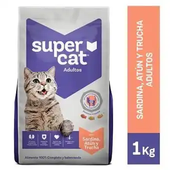 Tottus Comida para gatos super cat adultos sabor sardina atún y trucha 1 kg oferta
