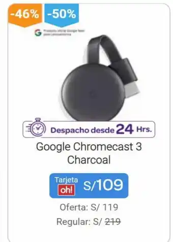 Promart Google Chromecast 3 Charcoal oferta