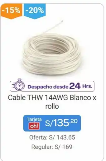 Promart Cable THW 14 AWG Blanco x Rollo oferta
