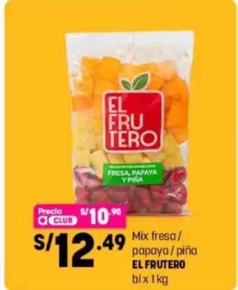 Plaza Vea Mix Fresa / Papaya / Piña El Frutero bl x 1 kg oferta