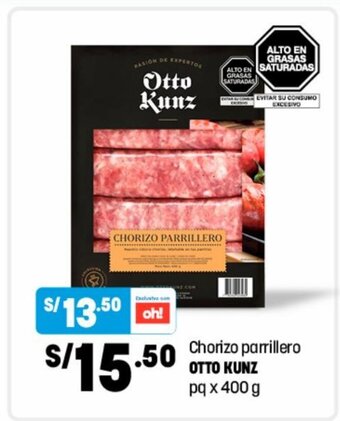 Plaza Vea Chorizo parrillero Otto Kunz pq x 400g oferta