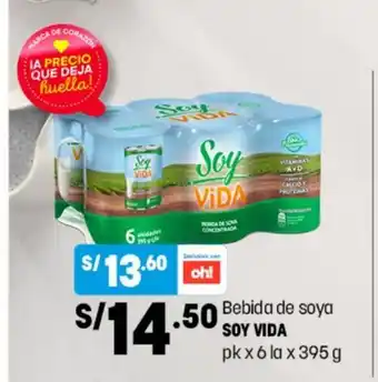Plaza Vea Bebida de soya Soy Vida pk x 6 la x 395 g oferta