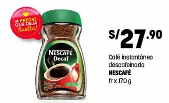 Plaza Vea Cafe instantaneo descafeinado Nescafe fr x 170g oferta