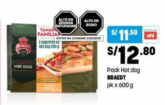 Plaza Vea Pack Hot Dog Braedt pk x 600g oferta