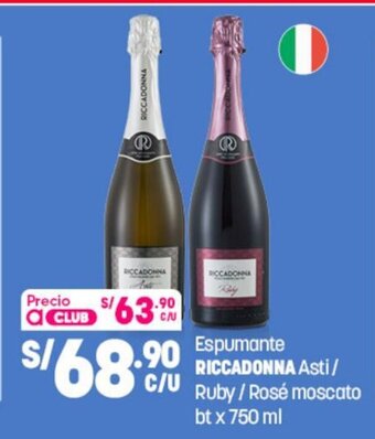 Plaza Vea Espumante Riccadonna Asti / Ruby / Rose moscato bt x 750 ml oferta