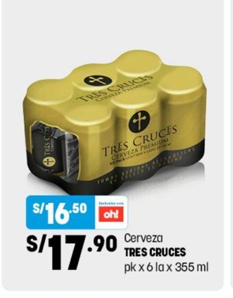 Plaza Vea Cerveza Tres Cruces pk x 6 la x 355 ml oferta