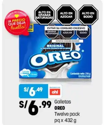 Plaza Vea Galletas Oreo Twelve Pack pq x 432 g oferta