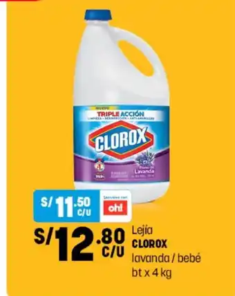 Plaza Vea Leija Clorox Lavanda / Bebe bt x 4 kg oferta