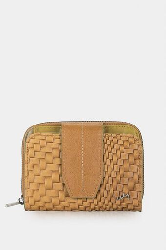 Billetera hiedra de cuero para mujer grabado placa trenza