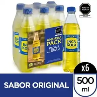 Tottus Six pack gaseosa inca kola 500 ml oferta